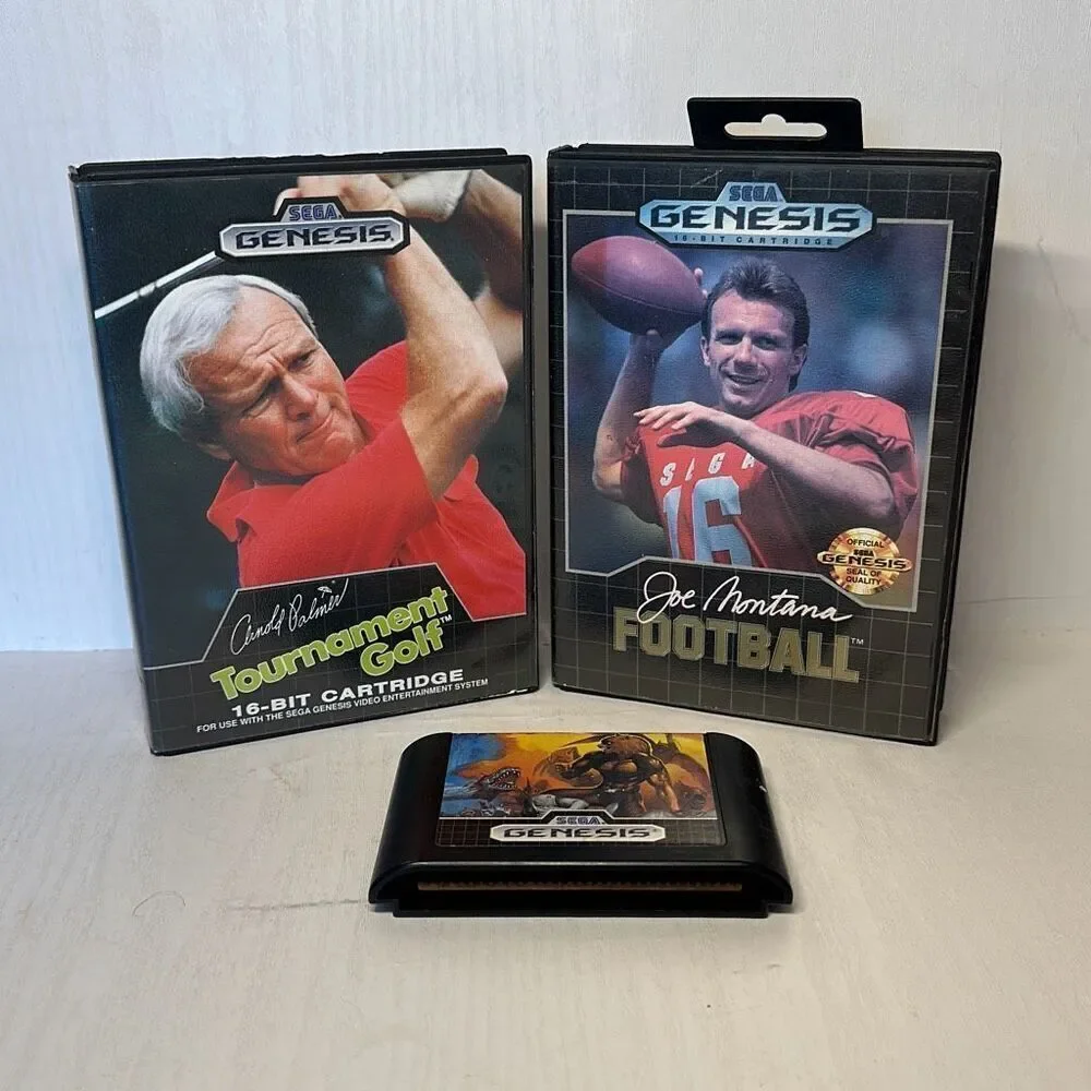 Sega Genesis NFL Football Joe Montana Arnold Palmer Tournament Golf Altered beas